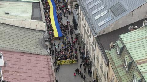 Proukraiński marsz "My z wami" przeszedł ulicami Krakowa