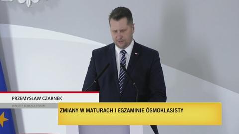Przemysław Czarnek o zmianach w maturach i egzaminie ósmoklasistów