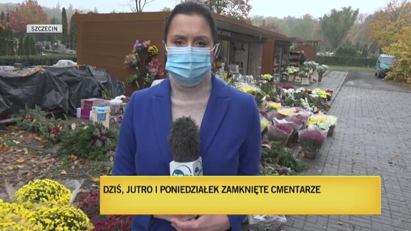 Sytuacja przed Cmentarzem Centralnym w Szczecinie (wideo z 30 października)